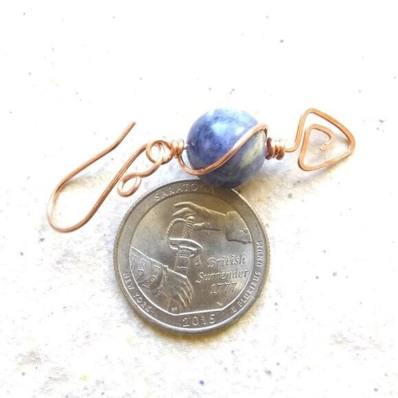 Handmade & Eclectic! Blue Sodalite & Copper Dangle Earrings ~ Blue Jeans Colors! - Picture 7 of 11
